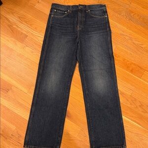 KHAITE Dark Blue Straight Jeans